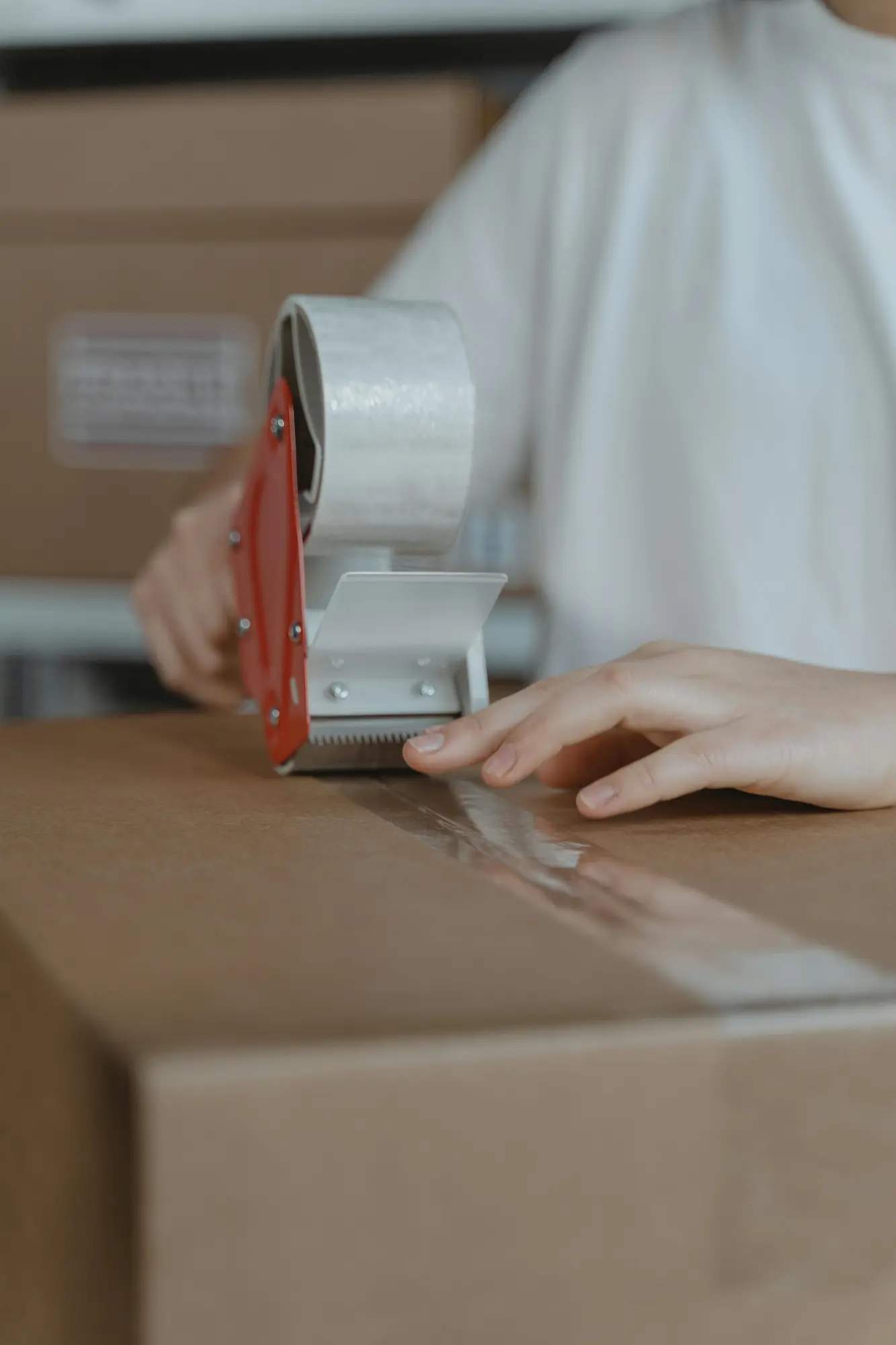 Picker scanning shelves in an e-commerce fulfilment warehouse